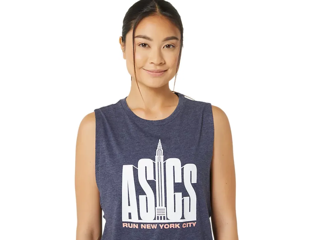 ASICS NYC CITYSCAPE RUN MUSCLE TEE-Women Extended Sizes|T-Shirts & Tops