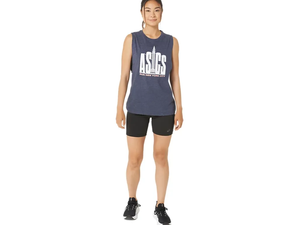 ASICS NYC CITYSCAPE RUN MUSCLE TEE-Women Extended Sizes|T-Shirts & Tops