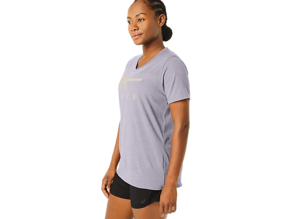 ASICS STRIPES V-NECK-Women Extended Sizes|T-Shirts & Tops