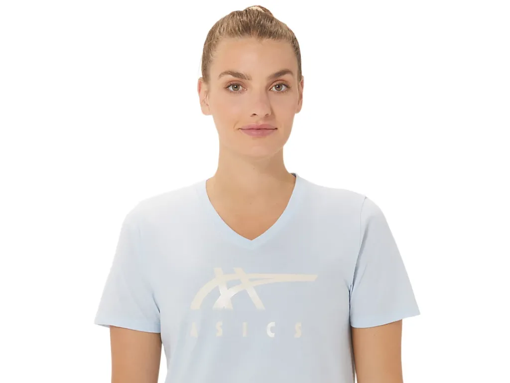 ASICS STRIPES V-NECK-Women Extended Sizes|T-Shirts & Tops