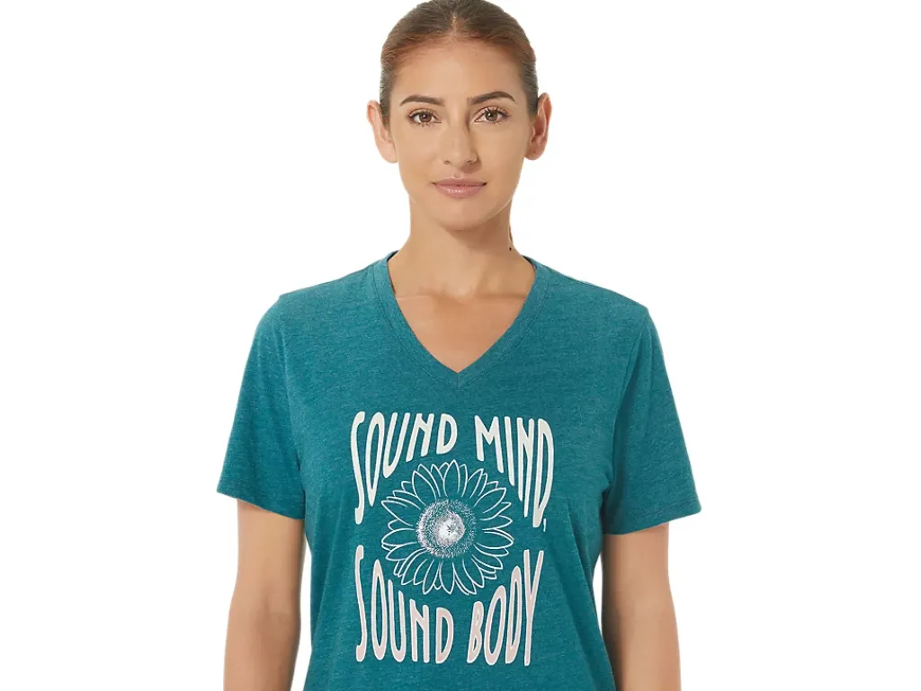 ASICS SUNFLOWER SLOGAN V-NECK-Women T-Shirts & Tops